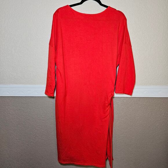 Tommy Bahama Womens Dress Tie Side Sleeved Preppy Summer Orange Large Midi Large - Picture 11 of 13